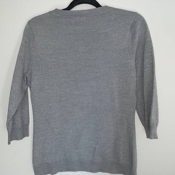 Silver/Grey New York & Company Light Mid Sleeve Sweater - Picture 4 of 6
